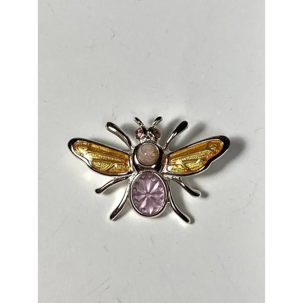 MONET Brooch Bug Multi Color Silver Tone Rhinestones Enamel